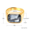 Rectangular Cubic Zirconia Stainless Steel Ring in Multiple Stone Colors - Image 18