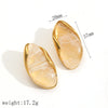 Brown Resin Geometric Shape Earrings Stainless Steel Gold-plated Ear Studs for Women - Image 7