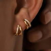 Gold Color Metal Double Layered Huggie Hoop Earrings for Women Girls Crystal Geometric Catilage Earrings Jewelry - Image 1