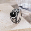 Vintage Black Onyx Silver Rings Retro Silver Oval Black Rings Tiger Eye's Jewelry Tail Rings For Men - Image 3