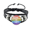 Lgbt Black Weave Leather Bracelet Bi Pride Glass Cabochon Gay Pride Rainbow Flag Photo Bangle Jewelry For Women Men Lovers Gift - Image 43