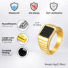 Retro Black Stone Signet Ring for Women, Gold Color Stainless Steel Statement Ring, Polished Square Jewelry Gift - Image 4