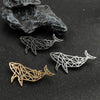 Punk Style Hollow Lines Whale Stainless Steel Gold-plated Brooch, Black Suit Accessories, Wedding Matching Set - Image 1