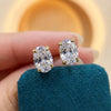 Silve Sparkling Zircon Oval Stud Earrings for Women Gift Party Jewelry Gift - Image 1