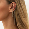 Korean Temperament Imitation Pearl Metal Chain Long Tassel C Shaped No Ear Holes Earbone Clip for Women Clip Earrings Jewelry - Image 3