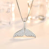 Mermaid Tail Fish White Fishtail Crystal Silver Clavicle Chain Pendant Necklaces - Image 2