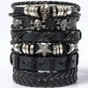 1Set Black Punk Skull Star Shaped Alloy Pu Leather Bracelet - Image 6