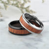 Stainless Steel Wood Grain Inlaid Rings For Men Retro Domineering 8mm Knuckle Jewelry Ring Boyfriend Party Gifts - Image 2