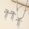 Aomogo Stainless Steel Set Bow Tie Pendant Snake Bone Chain Earrings Necklace Set for Women Jewelry Daily Match - Image 6