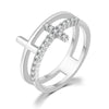 Thin Cross Accent Ring with Cubic Zirconia in Sizes 5 to 10 - Image 7