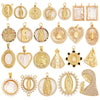 Shell Gold Inlaid Zirconia Charm Geometry Pendant,Holy Religious Jesus Virgin Mary Jewelry Necklace Accessories Supplies - Image 1
