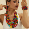 African Style Multi-Layer Wooden Bead Jewelry Sets Chokers Necklace Bangle Earrings Set Party Jewelry Gifts - Image 1