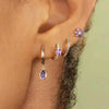 Colorful Zircon Geometric Drop-shaped Hoop Earrings Women Personality Huggie - Image 3
