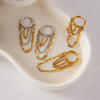 Hiphop Rock Multi Layer Chain Pendant Earrings Two-tone Mix Color Circle Huggies Ear Hoops Everyday Versatile Jewelry - Image 6