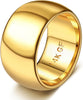 Gold Plated Ring for Women Men Thick Thin Pinky Thumb Ring Wedding Band Ring Plain Domed Comfort Fit Size 6 -10 - Image 11