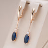 Unusual Shiny Oval Blue Zircon Long Dangle Earrings for Women Rose Gold Wedding Party Daily Jewelry - Image 1
