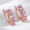 Shiny Pink Zircon Full Paved Drop Earrings For Women Party Rose Gold Color Daily Jewelry Gift - Image 5