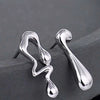 Sliver Color Asymmetrical Water Drop Earrings for Woman Retro Punk Hip Hop Metal Geometric Irregular Earrings Jewelry - Image 8