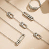 Three Slidable Zircon Pendant Necklace Bracelet Ring Gold Plated Stainless Steel Chain Necklaces Bracelets Rings Jewelry Set - Image 2