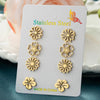 4Pairs/Lot Bohemia Plum Blossom Earrings Women Vintage Daisy Sakura Lily Ear Studs for Girl Stainless Steel Jewelry Wedding Gift - Image 1