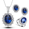 Silver Plated Women Wedding Engagement Jewelry Sets Princess Oval Zircon Crystal Necklace Earrings Ring - Image 8