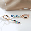 585 Rose Golden Earrings For Women Blue Zircon Leaf Long Dangle Earrings Wedding Jewelry - Image 2