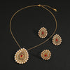 Arabian Style Pearl Geometric Pendant Necklace Earrings Ring 3 Piece Set Classic Banquet Wedding Jewelry Set Birthday Gift - Image 6