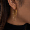 Hiphop Rock Multi Layer Chain Pendant Earrings Two-tone Mix Color Circle Huggies Ear Hoops Everyday Versatile Jewelry - Image 2