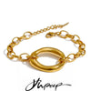 Stainless Steel Oval Chain Statement Bracelet Bangle Metal Attractive Wrist Jewelry Accessories - Image 1