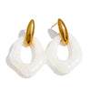 Resin Acrylic Geometric Drop Daily Earrings Golden Plated Stainless Steel Attractive Jewelry Amber White - Image 8