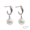 Imitation Pearls Drop Stainless Steel Golden Korean Hoop Earrings Charms Jewelry Gift - Image 32