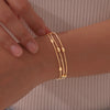 Stainless Steel Oval Beads Bracelets, Women Gold Plated Snake Chain Bracelets, 3 Layers Stacked Chain Bracelets - Image 2