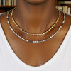 Geometric Sparking Round Bling CZ Bamboo Bar Charm Link Chain Women Choker Necklace - Image 2