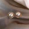 Imitation Pearl Earring for Women Gold Color Round Stud Earrings Korean Delicate Irregular Design Unusual Jewelry - Image 8