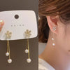Zircon Flower Earring Female Temperament Tassels Imitation Pearl Drop Earrings for Women Jewelry Gif - Image 2