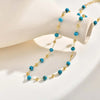 Bohemian Stone Beaded Necklace for Women,Gold Plated Turquoise Rice Bead Choker Necklaces, Jewelry Gift - Image 3