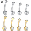 1PCS Titanium 14G Gold Color Belly Button Rings Navel Nombril Piercing CZ Gem 6/8/10/12mm Bar Belly Piercing Sexy Jewelry - Image 1
