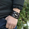 Vintage Leather Wristband Bracelet Cuff Goth Metal Armbands Concealed Buckle Adjustable Gothic Punk Bracelets Men Jewelry - Image 2