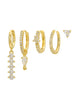 Star Flower and Bow Hoop Earring Set with Crystal Accents in Gold-Tone or Silver-Tone - Image 19