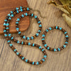Vintage boho personality men's pine stone set necklace wood bead handmade beaded bracelet accessories - Image 1