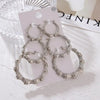 3 Pairs Gold/Silver Plated Bamboo Hoop Earrings, Chunky Circle Earring Set - Image 4