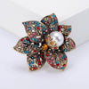 Rhinestone Flower Brooch Pin with Pearl and Leaf Designs - Image 20