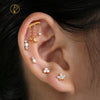 Titanium Hidden Helix Chain Earring 16G Dainty Star Moon CZ Dangle Cartilage Stud Piercing Jewelry - Image 6
