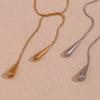 Two Water Drop Snake Chains Necklace Silver Color Stainless Steel Accessories Gold Plated Women's Neck Chain - Image 6