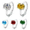 Silver Ring Inlaid Crystal Zircon Women's Ring, Adjustable Open Ring Wedding Party Gift Jewelry - Image 1