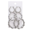3 Pairs Gold/Silver Plated Bamboo Hoop Earrings, Chunky Circle Earring Set - Image 8