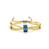 Multicolor Bead Bracelet with Blue Eye Motif and Adjustable Cord - Image 4