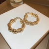 Aesthetic Twist Hoop Earrings for Women Gold Color Ear Loops Modern Lady's Daily Wear Statement Jewelry - Image 4
