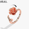 Rose Flower Rotating Ring For Women Spinner Fidgets Heart Charm Adjustable Open Rings Star Moon - Image 11