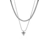Double-Layer Love Heart Pendant Necklace with Simple Chain Design - Image 5